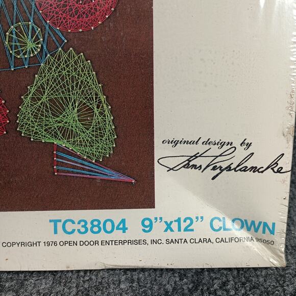 Vintage 1976 String Art Clown Thread Design Kit Hans Verplancke Sealed Kitsch - Picture 5 of 6